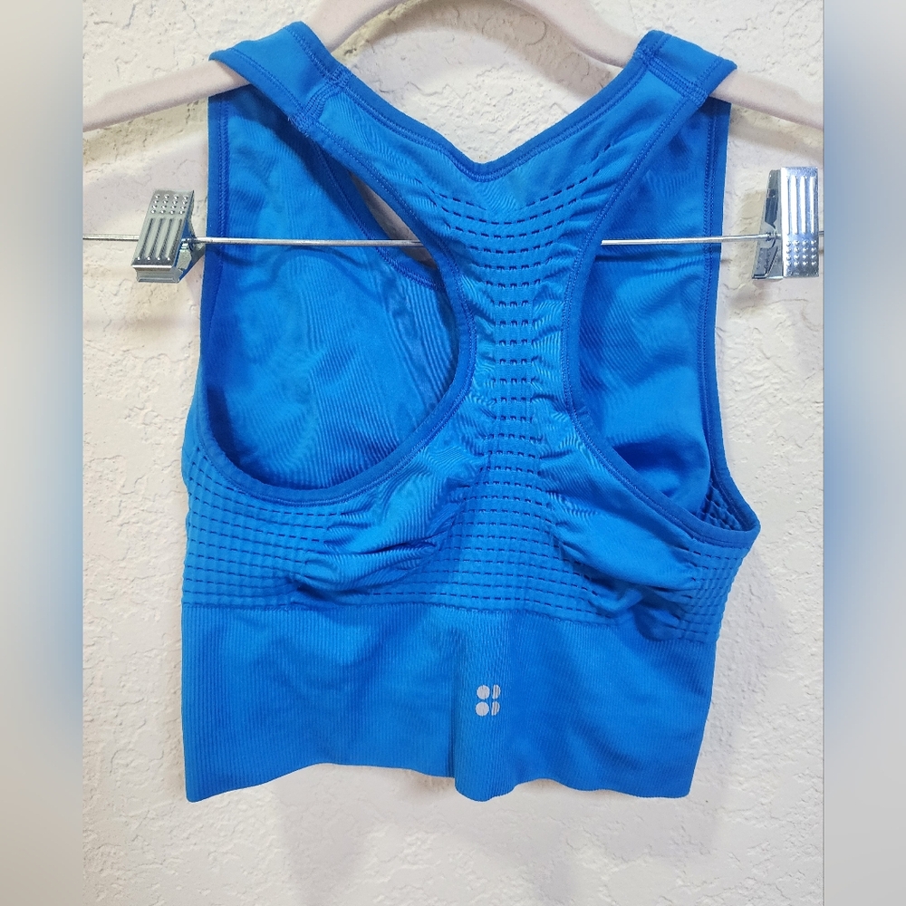 Sweaty Betty Stamina Longline Size Medium Racerback sport bra Blue - Picture 3 of 4